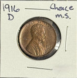 1916-D Lincoln Wheat Cent, MS60+RB. (11285)
