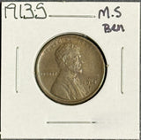 1913-S Lincoln Wheat Cent, MS60+BN. (11295)