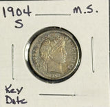 1904-S Barber Dime, MS60+ (11305)