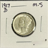 1917-D Mercury Dime, MS60+ (11311)