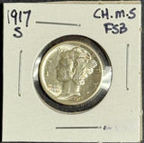 1917-S Mercury Dime, MS60+ Full Bands (11313)
