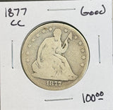 1877-CC Seated Liberty Half Dollar, Circ. (11359)