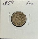 1859 Indian Head Cent, Fine. (11363)