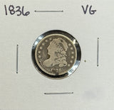1836 Capped Bust Dime, Circ (11409)
