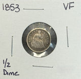 1853 Seated Half Dime, VF. (11421)