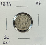 1873 3-Ct Copper Nickel, VF (11425)