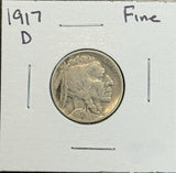 1917-D Buffalo Nickel. Fine  (11429)