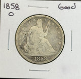 1858-O Seated Liberty Half Dollar, Circ. (11444)