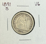 1891-S Seated Liberty Quarter, VG (11458)