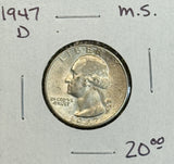 1947-D Washington Quarter, MS60+. (11518)