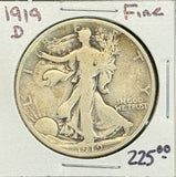 1919-D Walking Liberty Half Dollar, Fine. (11554)