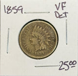 1859 Indian Head Cent, VF Detail. (11568)