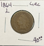 1864-L Indian Head Cent, Circulated. (11570)
