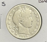 1892-S Barber Half Dollar, Circ. (11604)
