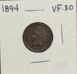 1894 Indian Head Cent, VF+. (11632)