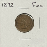 1872 Indian Head Cent, Fine. (11640)