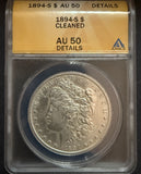 1894-S Morgan Silver Dollar, AU50 Det. ANACS. (11680)