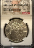 1886-S Morgan Silver Dollar, 60+ NGC (11753)