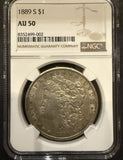 1889-S Morgan Silver Dollar, AU50 NGC (11765)