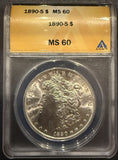 1890-S Morgan Silver Dollar, MS60 ANACS (11781)