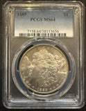 1885 Morgan Silver Dollar, MS64 PCGS (11884)