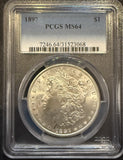 1897 Morgan Silver Dollar, MS64 PCGS (11886)