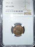 1912 Lincoln Wheat Cent, MS64BN NGC (11914)