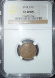 1914-D Lincoln Wheat Cent, XF40 NGC (11916)