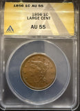 1856 Large Cent, AU55 ANACS, (11918)