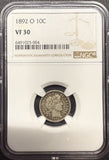 1892-O Barber Dime, VF30 NGC, (11956)
