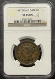 1857 Large Cent, Small Date, VF35BN NGC (11959)