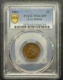 1864-L Indian Head Cent, MS62BN PCGS (11966) Gold Shield. Great Eye Appeal  