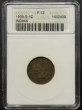 1909-S Indian Head Cent, F-12 ANACS (11977)