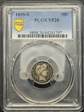 1895-S Barber Dime, VF20 PCGS, (11986)
