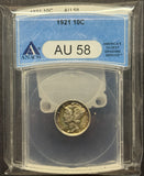 1921 Mercury Head Dime, AU58 ANACS, (12001)