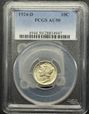 1924-D Mercury Head Dime, AU50 PCGS, (12003)