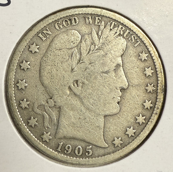 1905-S Barber Half Dollar, Circulated. (12119)