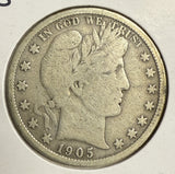 1905-S Barber Half Dollar, Circulated. (12119)