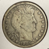 1907-O Barber Half Dollar, Circulated. (12121)