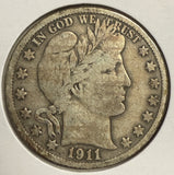 1911-S Barber Half Dollar, Circulated. (12127)