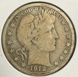 1912-S Barber Half Dollar, Circulated. (12129)