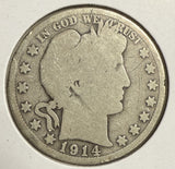 1914 Barber Half Dollar, Circulated. (12133)