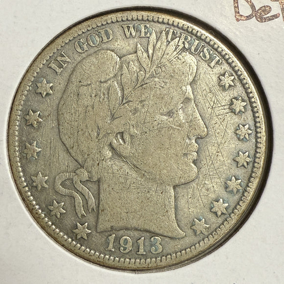 1913-D Barber Half Dollar, Circulated. (12135)