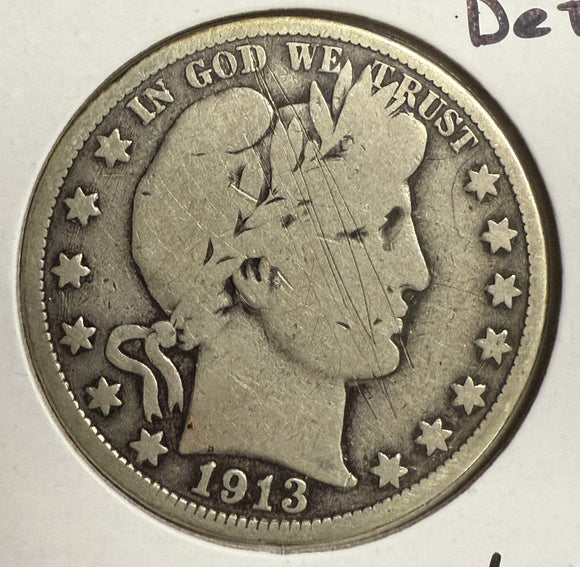 1913 Barber Half Dollar, Circulated. (12127)