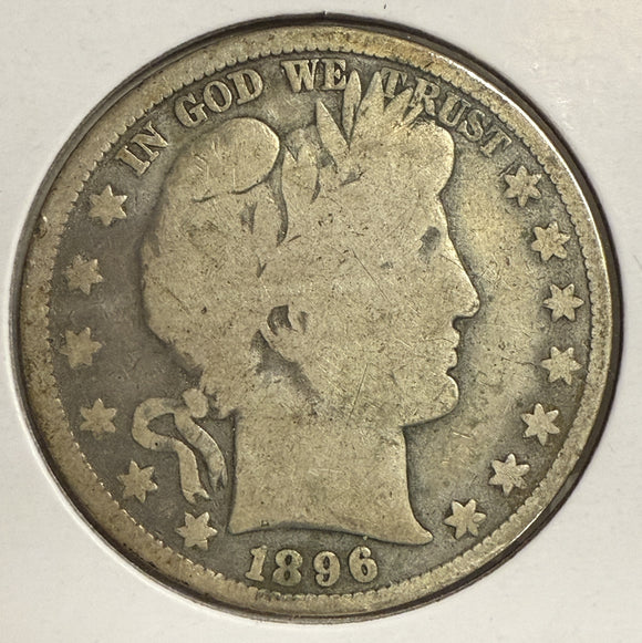 1896 Barber Half Dollar, Circulated. (12155)
