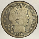 1896 Barber Half Dollar, Circulated. (12155)