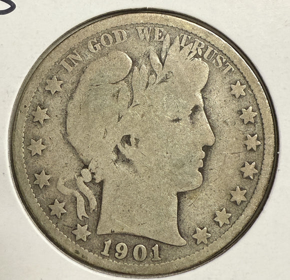 1901-S Barber Half Dollar, Circulated. (12163)