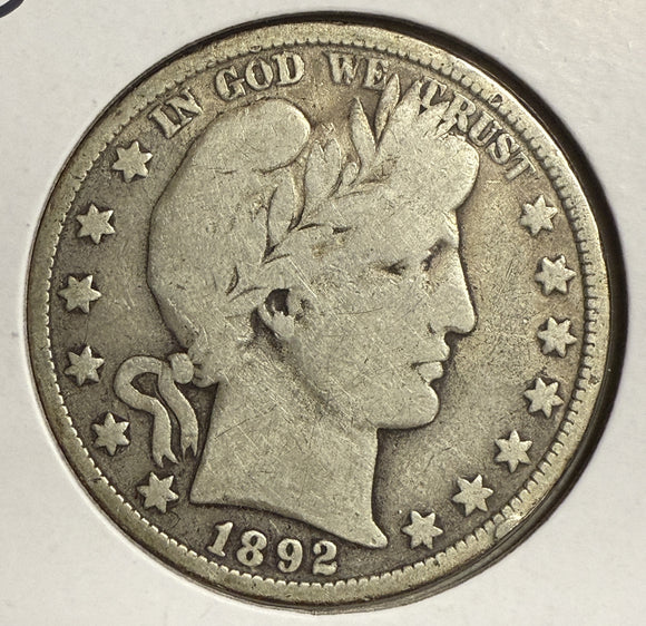 1892-O Barber Half Dollar, Circulated. (12167)