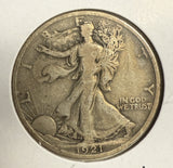 1921 Walking Liberty Half Dollar, Fine. (12177)
