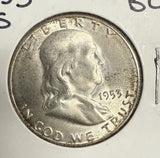 1953-S Franklin Half Dollar, MS60+ (12201)